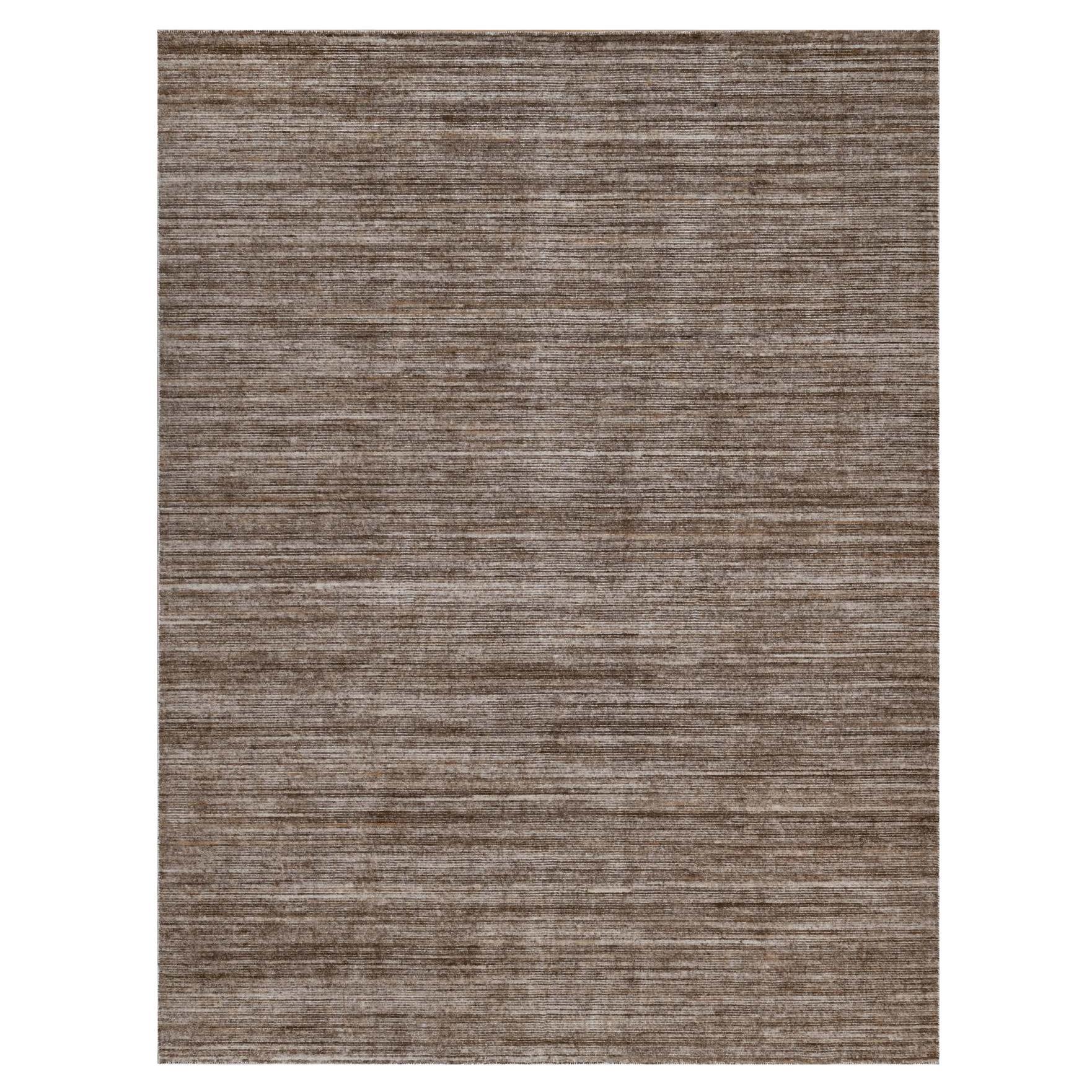 Tappeto da esterno per interni con struttura variegata marrone e design moderno, lavorato a mano