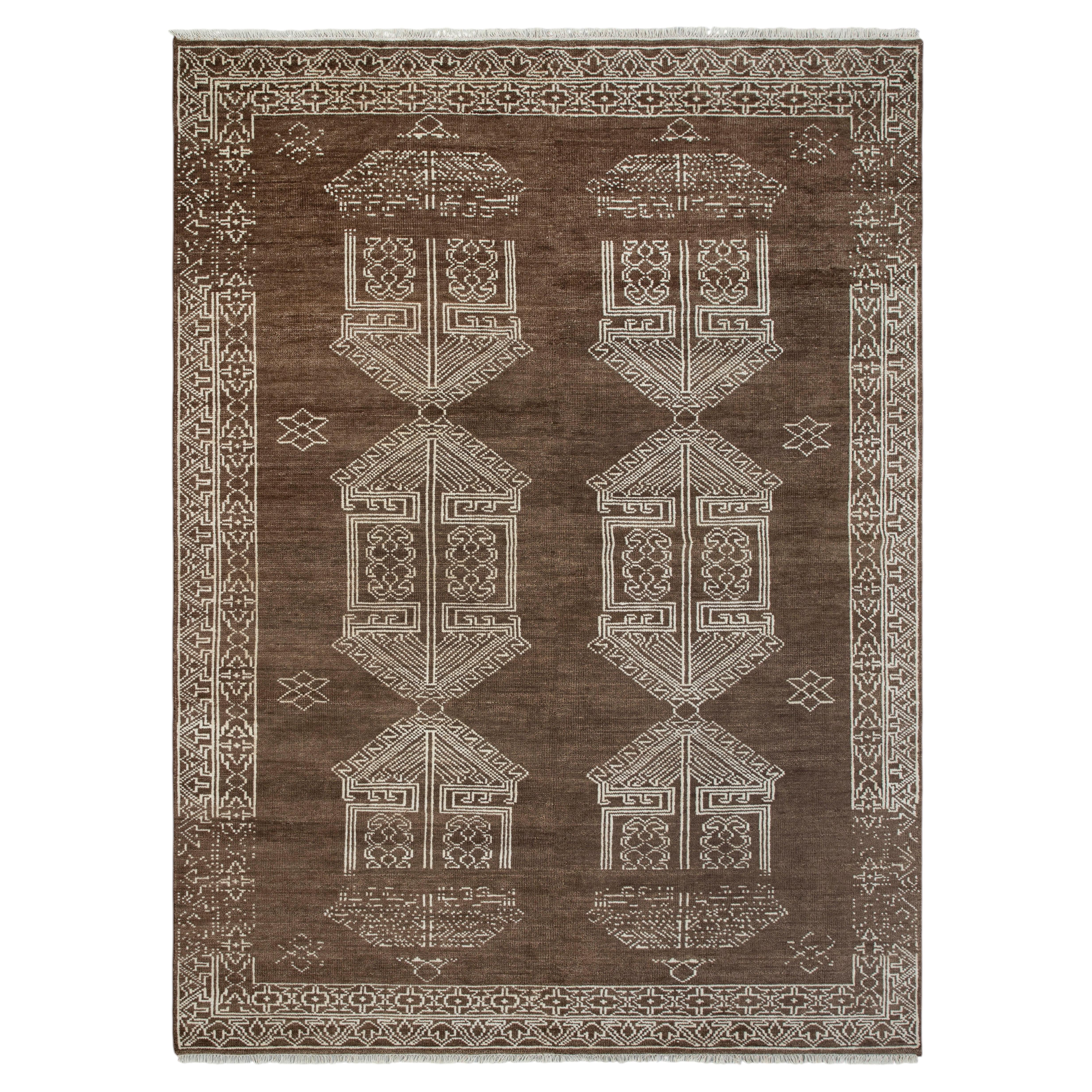 9x12 Brown Vintage Persian Style Handmade Oriental Wool Area Rug ( G - 15306 )