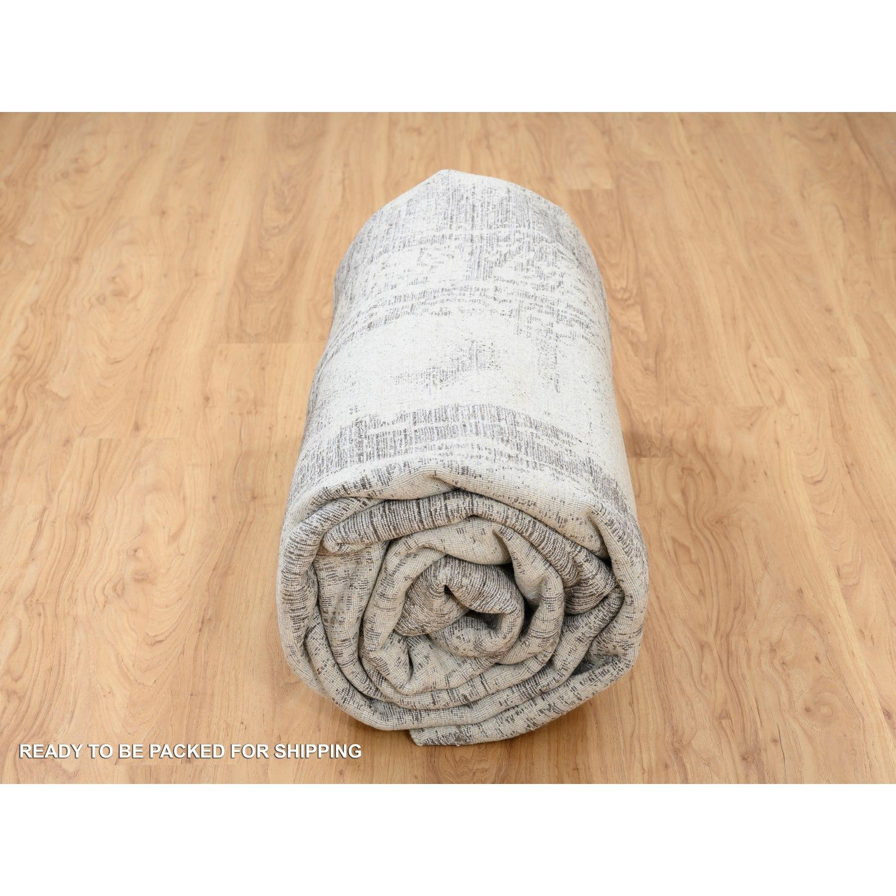 9'x12' Schwarzer handgewebter moderner Design-Teppich aus Wolle und reiner Seide in Anthrazit im Angebot 3