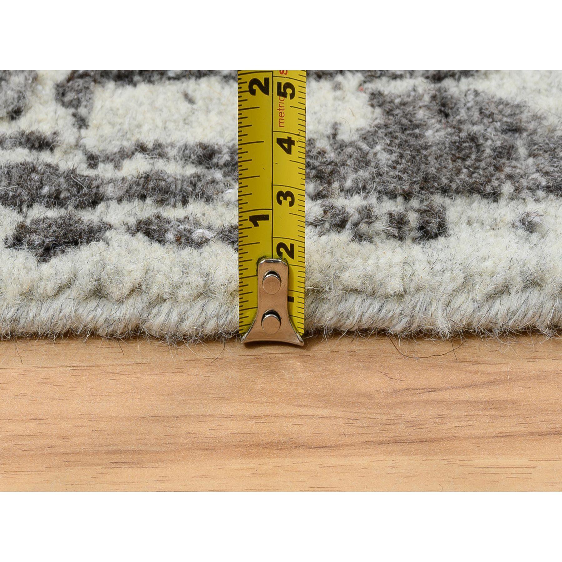 9'x12' Schwarzer handgewebter moderner Design-Teppich aus Wolle und reiner Seide in Anthrazit im Angebot 4