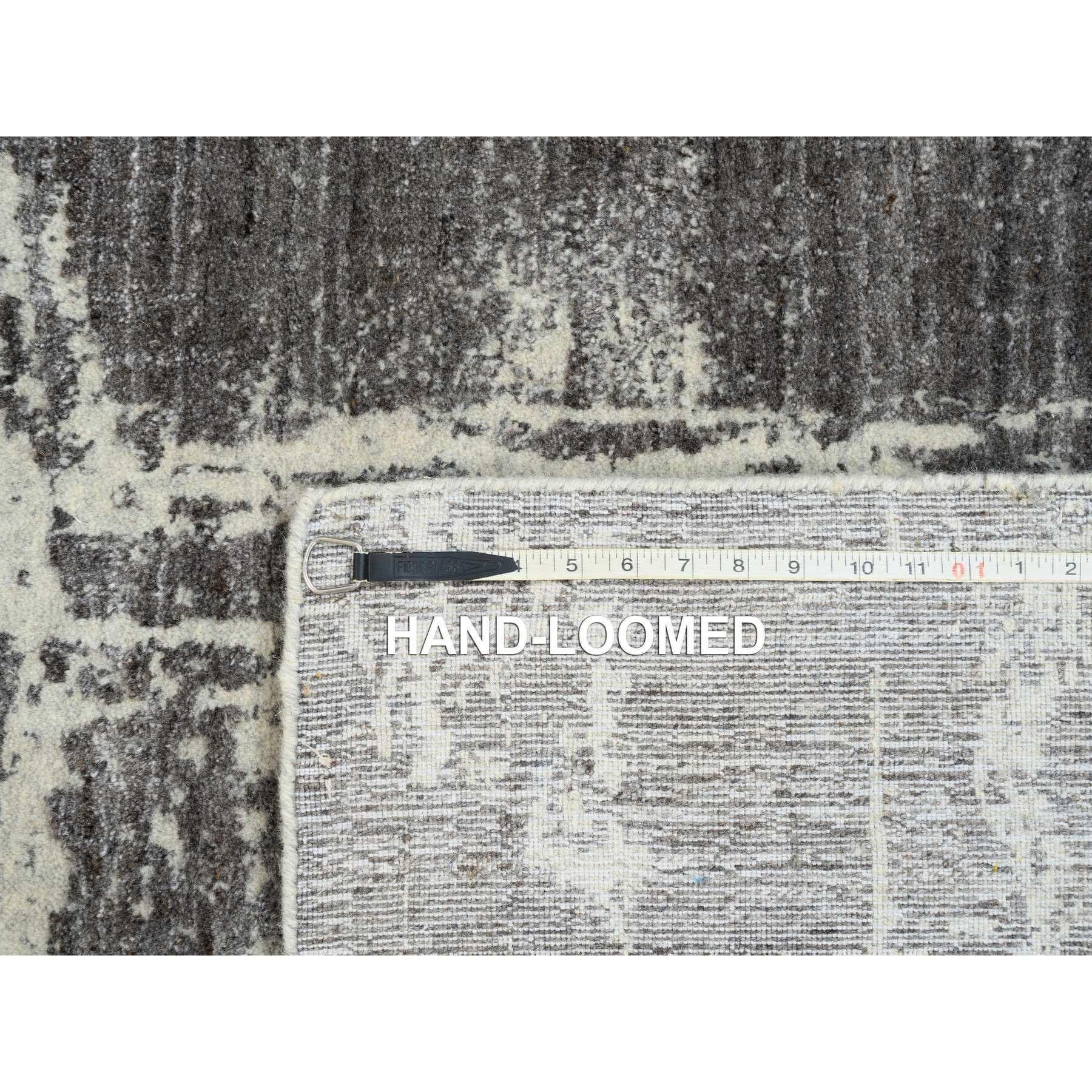 9'x12' Schwarzer handgewebter moderner Design-Teppich aus Wolle und reiner Seide in Anthrazit im Angebot 5