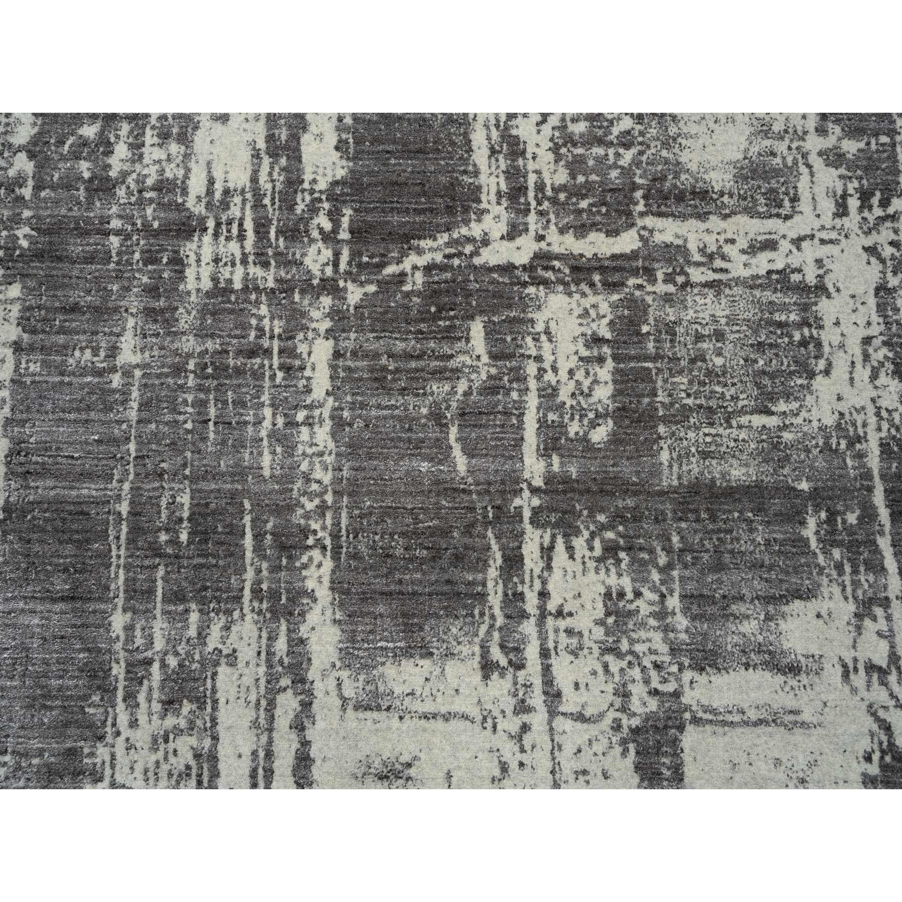 9'x12' Schwarzer handgewebter moderner Design-Teppich aus Wolle und reiner Seide in Anthrazit im Angebot 2