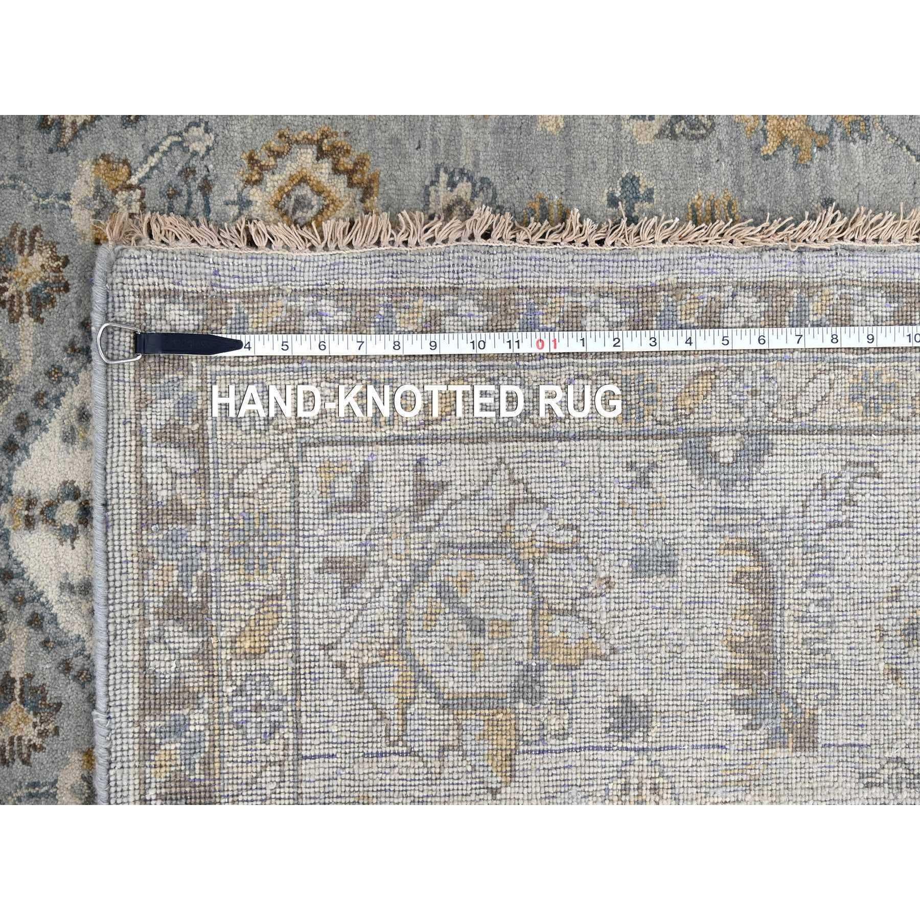 9'x12' Chromgrauer Teppich, Bio-Wolle, Karajeh-Design, handgeknüpft, Teppich im Angebot 4