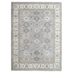 9'x12' Gris chromé, Laine organique, Design/One, Noué à la main, Tapis