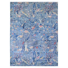 9
x12
 Klassisch Blau Peshawar Paradiesvögel Design Handgeknüpfter Wollteppich