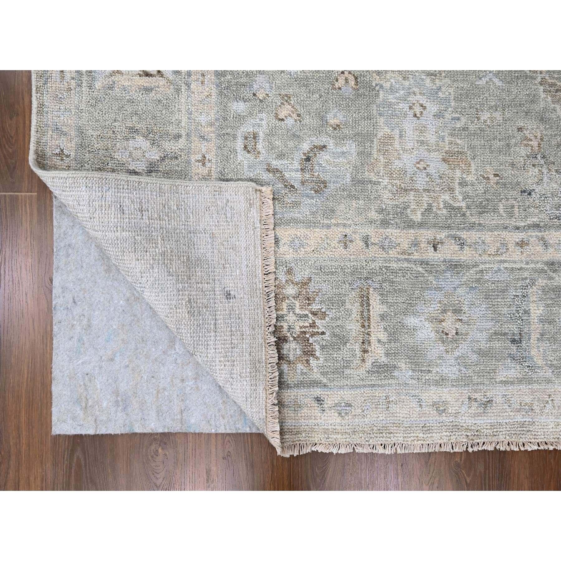 Hand-Knotted 9'x12' Cloud Gray Supple Collection Oushak All Over Design Soft Wool Rug For Sale