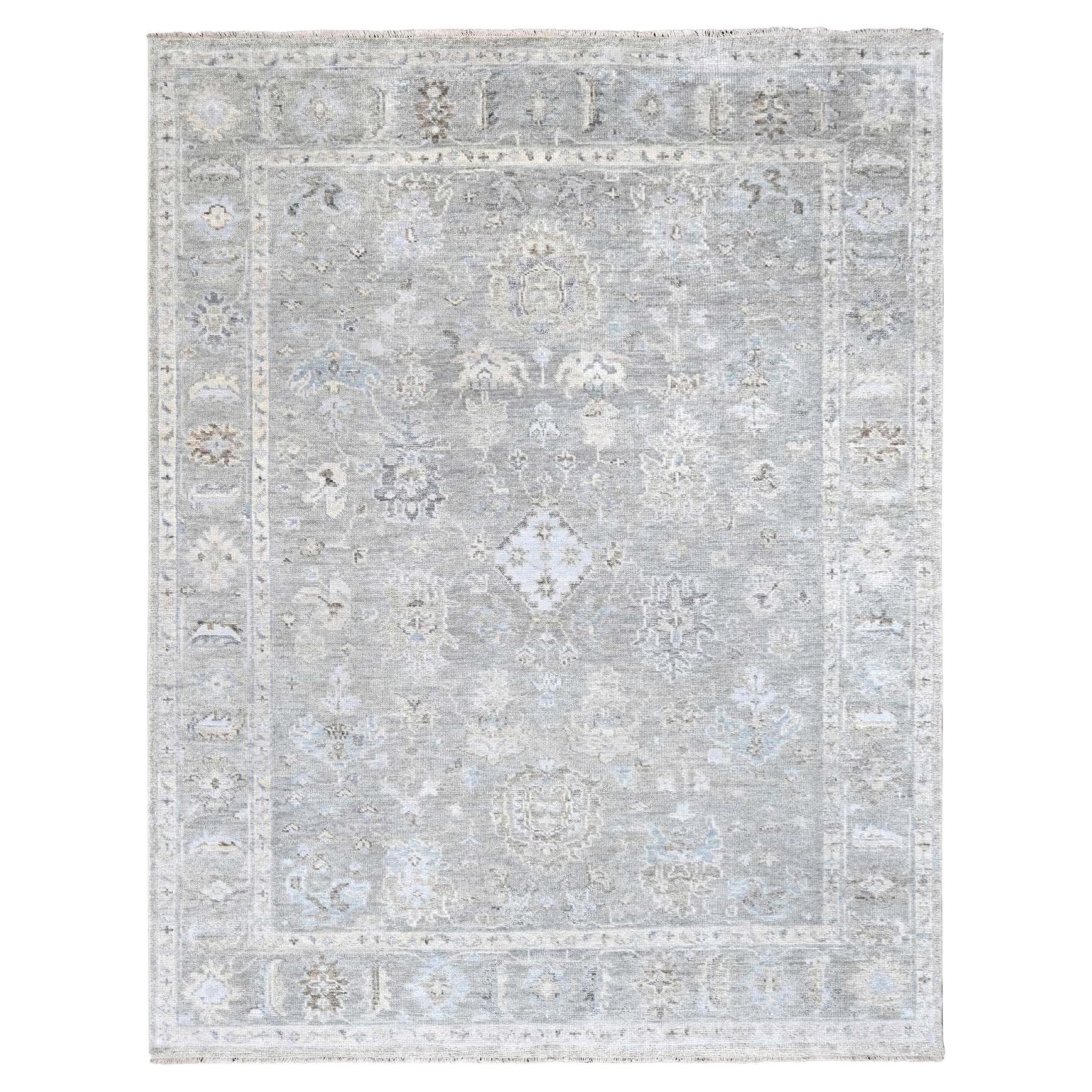Tapis de laine souple 9'x12' Cloud Gray Supple Collection Oushak All Over Design