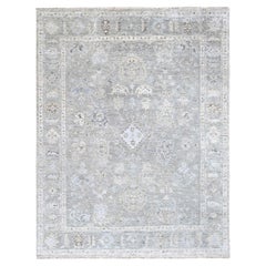 Tapis de laine souple 9'x12' Cloud Gray Supple Collection Oushak All Over Design