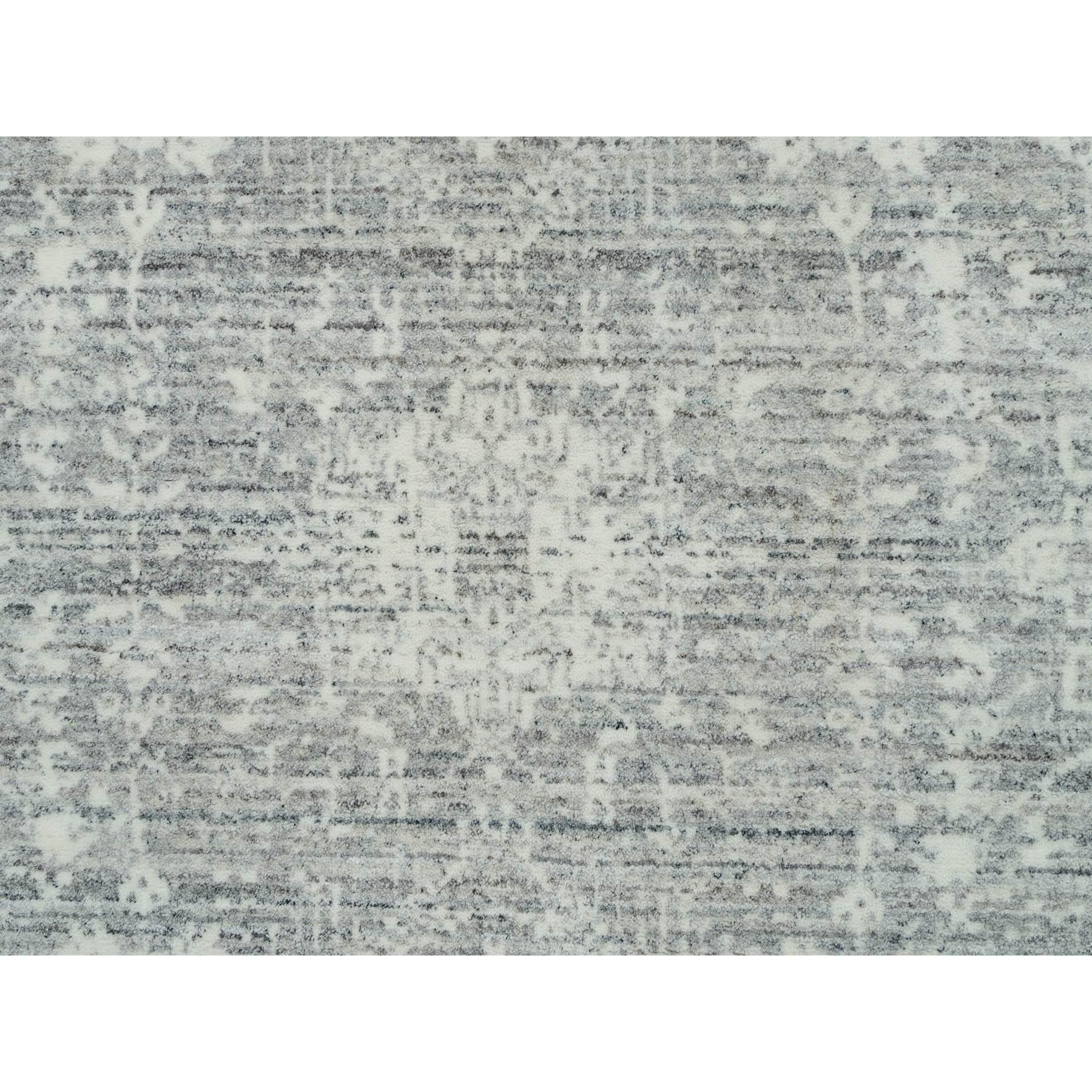 9'x12' Wolkengrauer Karajeh Design 100% Wolle Handgefalteter orientalischer Teppich im Angebot 2