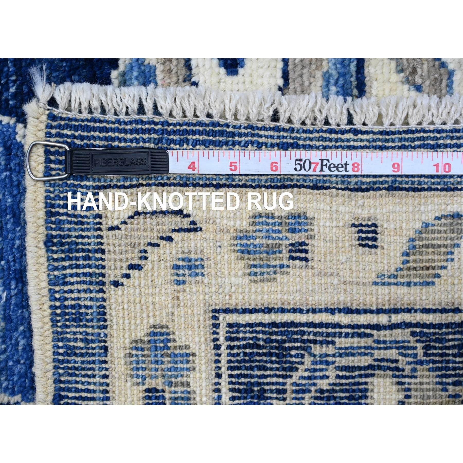 9'x12' Cobalt Blue Wool Hand Knotted Afghan Angora Oushak Oriental Rug For Sale 6