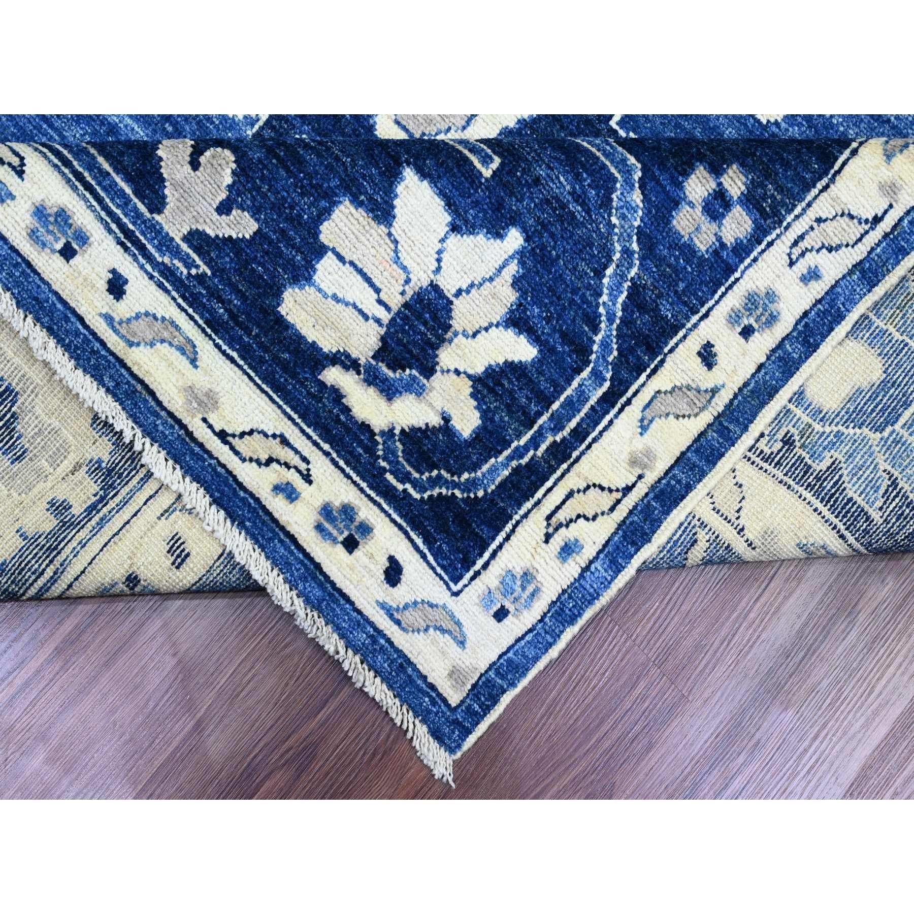 9'x12' Cobalt Blue Wool Hand Knotted Afghan Angora Oushak Oriental Rug For Sale 1