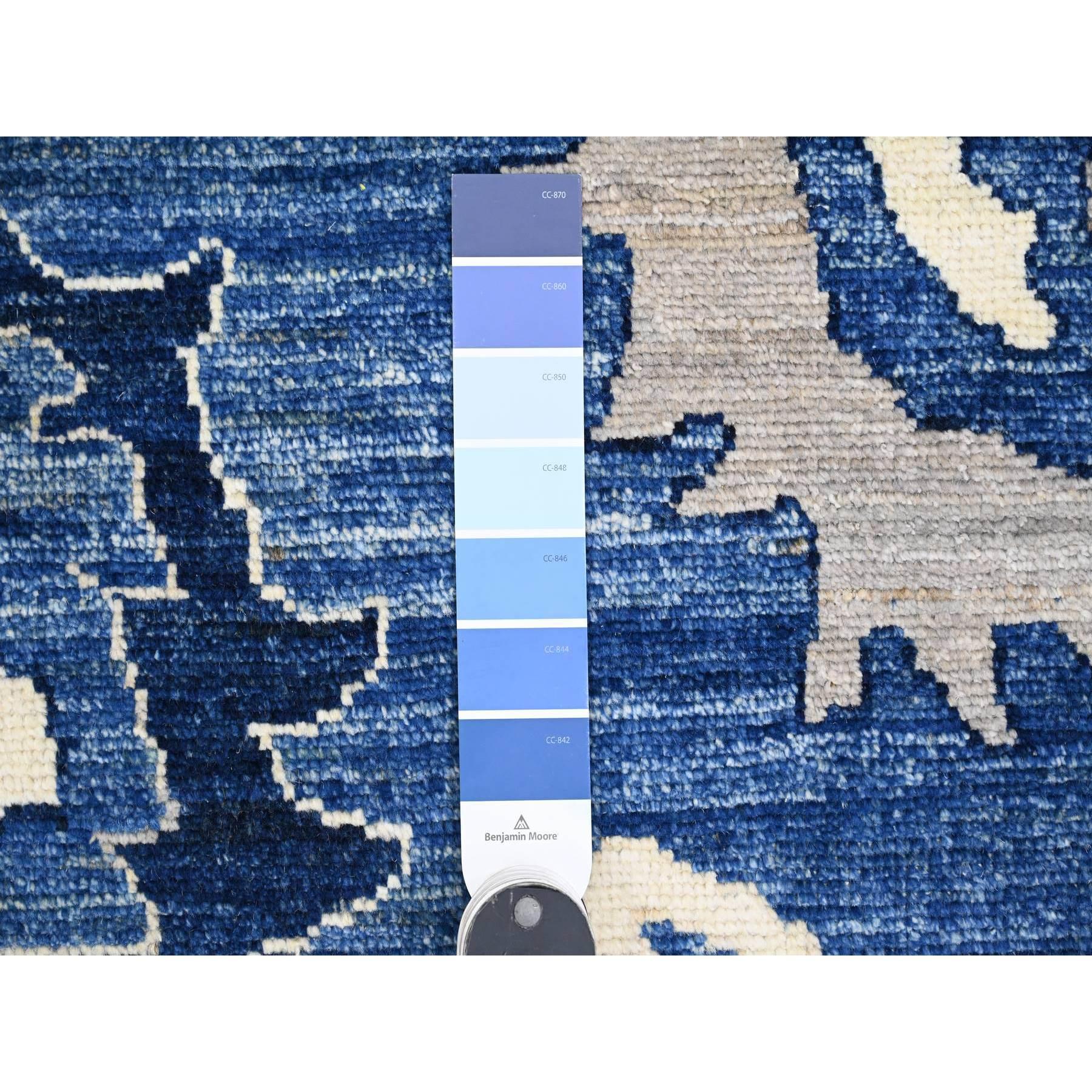 9'x12' Cobalt Blue Wool Hand Knotted Afghan Angora Oushak Oriental Rug For Sale 2