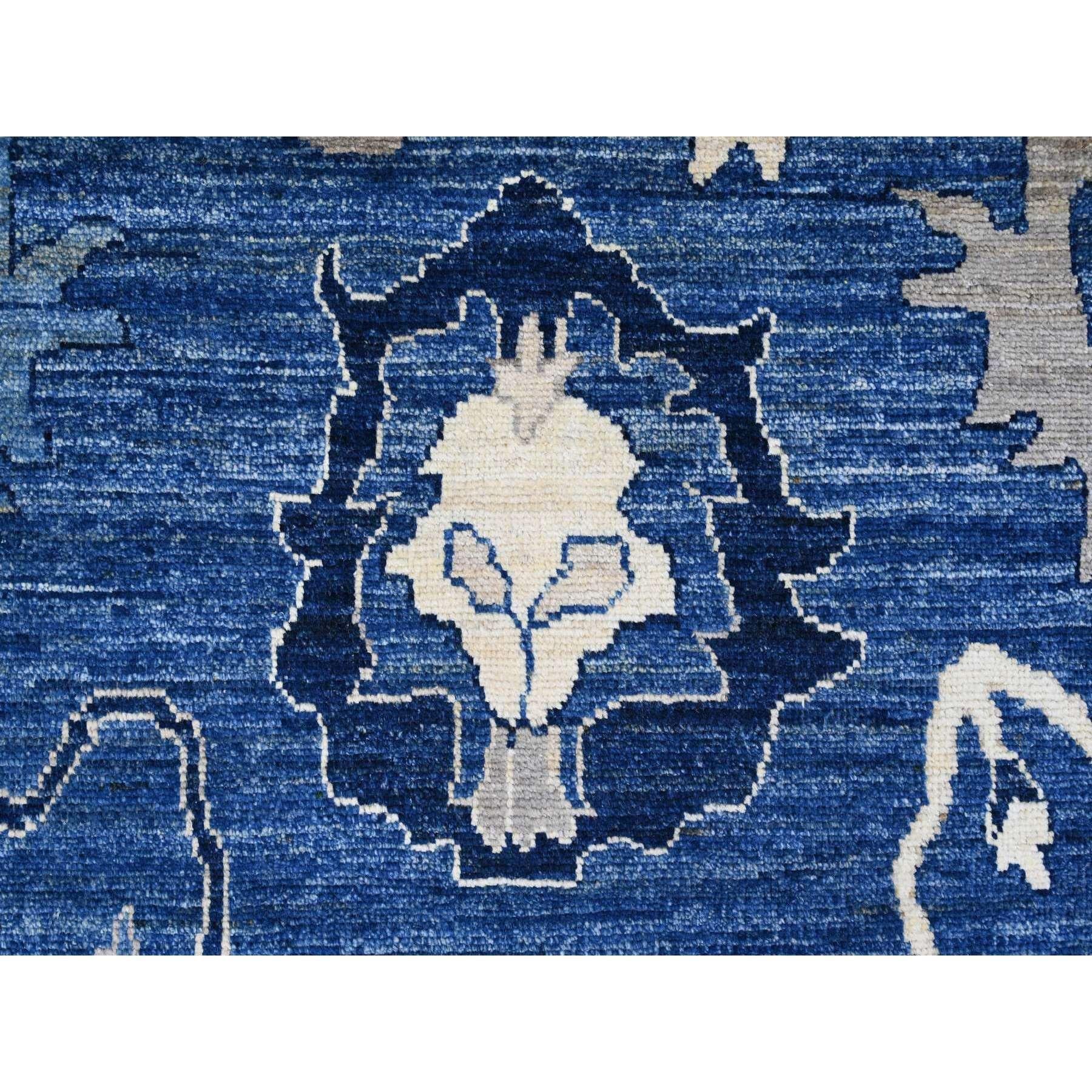 9'x12' Cobalt Blue Wool Hand Knotted Afghan Angora Oushak Oriental Rug For Sale 3