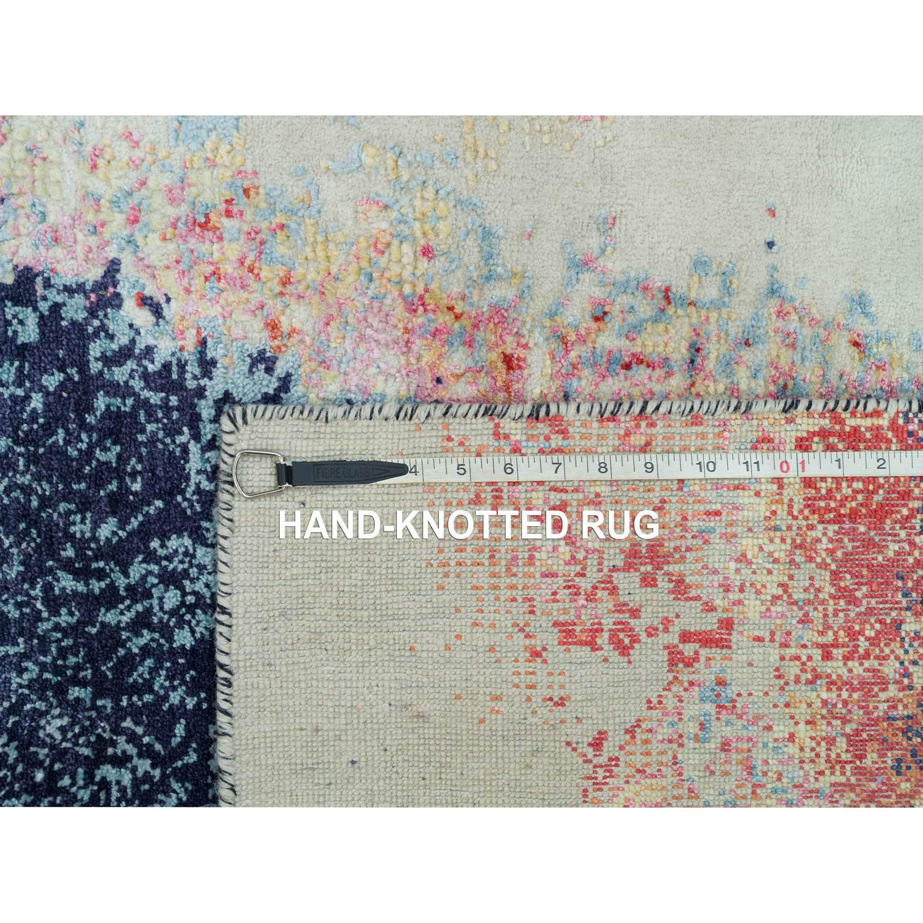 9'x12' Colorful Painter's Palette Abstract Motif Laine et soie Tapis noué à la main en vente 3