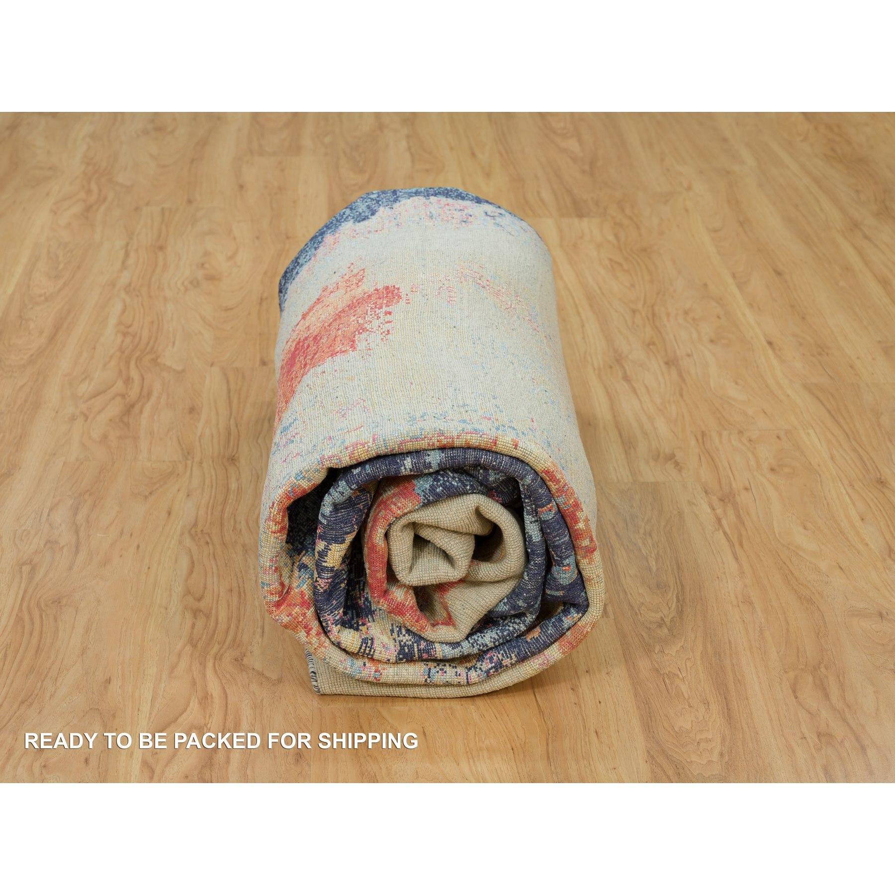 9'x12' Colorful Painter's Palette Abstract Motif Laine et soie Tapis noué à la main en vente 1