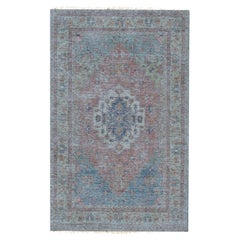 9x12 Corail Laine tissée à la main Motif médaillon délavé Tapis traditionnel classique