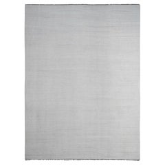 9'x12' Daisy White Flat Weave Solid Design Hand Woven Kilim Mixed Wool Rug & Kilim