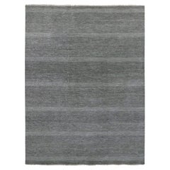 9'x12' Dim Gray Tappeto orientale in lana non colorata annodato a mano con design moderno a erba