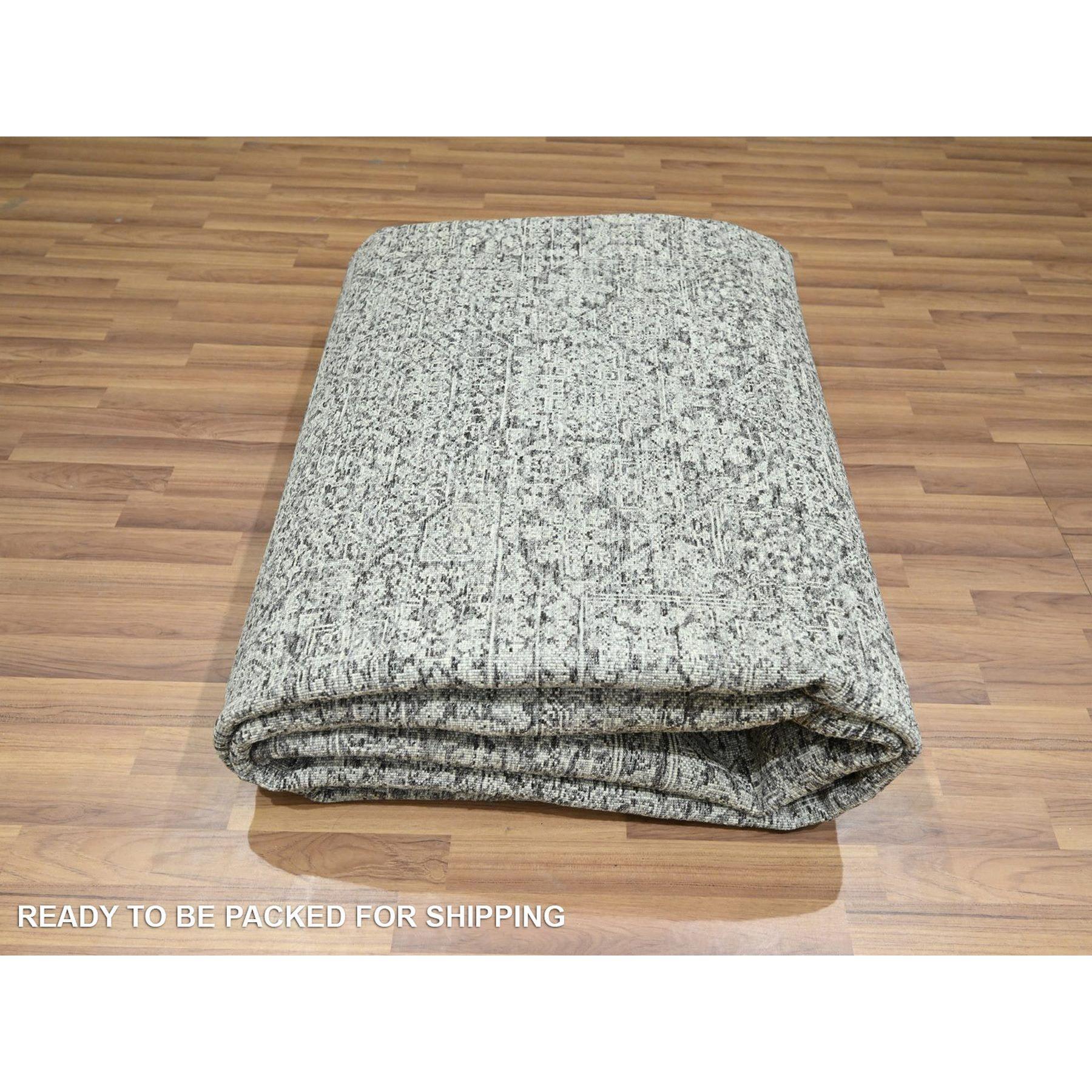 9'x12' Taubengrauer handgeknüpfter Wollteppich mit Mamluken-Einfluss aus dem 14. im Angebot 2