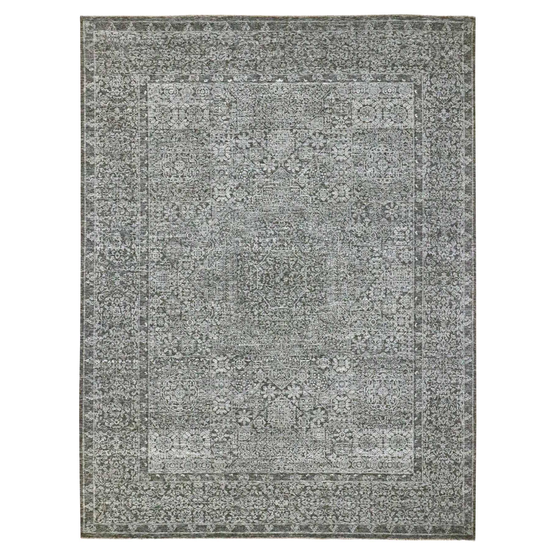 9
x12
 Taubengrauer handgeknüpfter Wollteppich mit Mamluken-Einfluss aus dem 14.