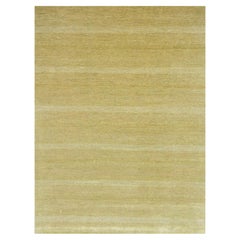 9'x12' Ecru Brown Modern Grass Design Borderless Hand Knotted Wool & Silk Rugs (Tappeto di lana e seta senza bordi)