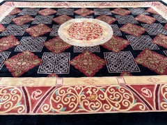 9x12 Exceptional Vintage Chinese Art Deco Rare Art Nouveau Rug Black 275cmx369cm