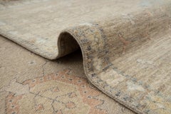 Tappeto 9x12 beige sbiadito con accenti floreali blu e ruggine (G-14016 )