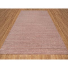 9'x12' Flamingo Pink Soft Wool Hand Loomed Plain Modern Design Oriental Rug