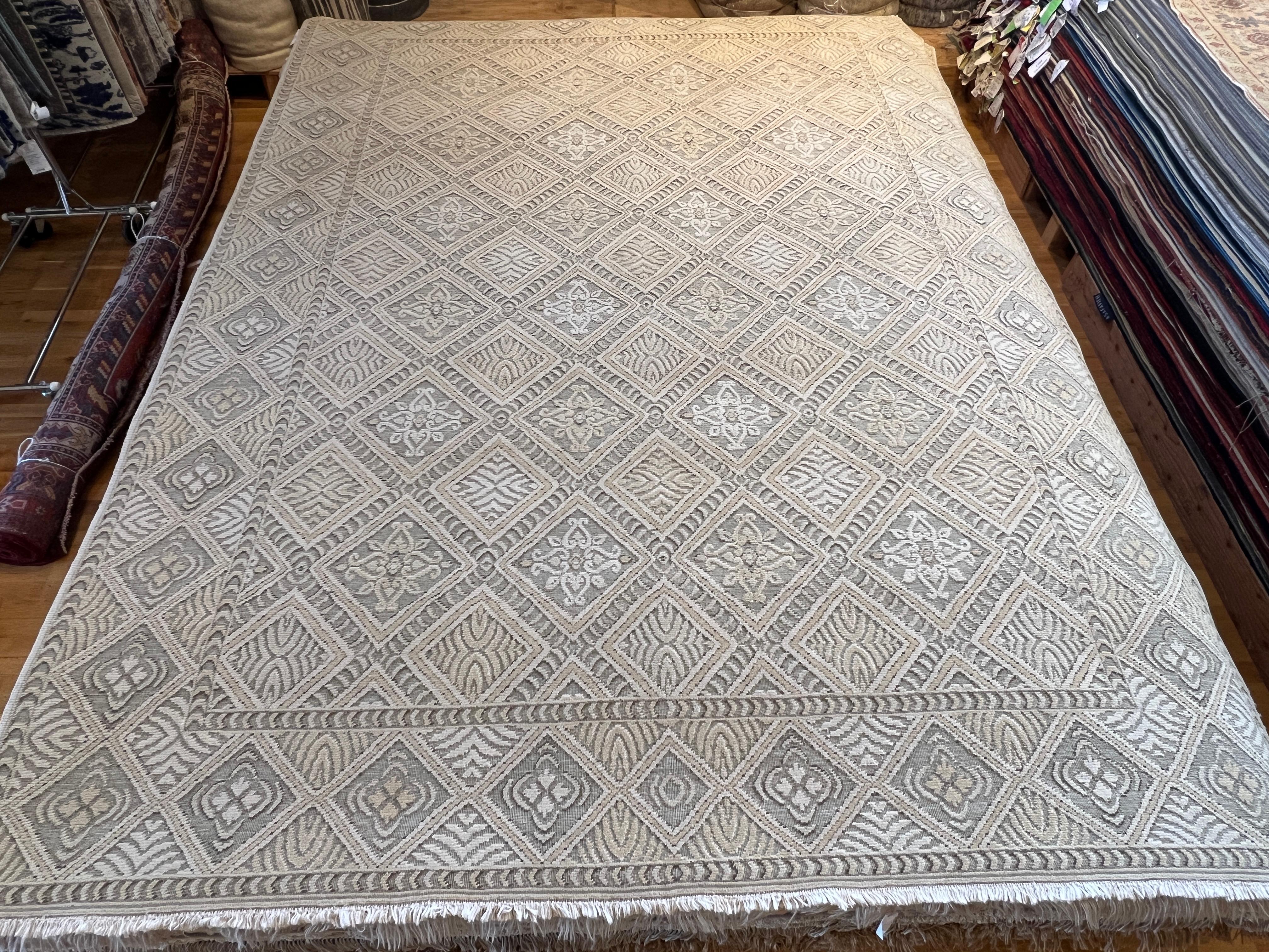 Romanian 9'x12' French Floral Inspired Hand-Knotted Wool Rug For Sale