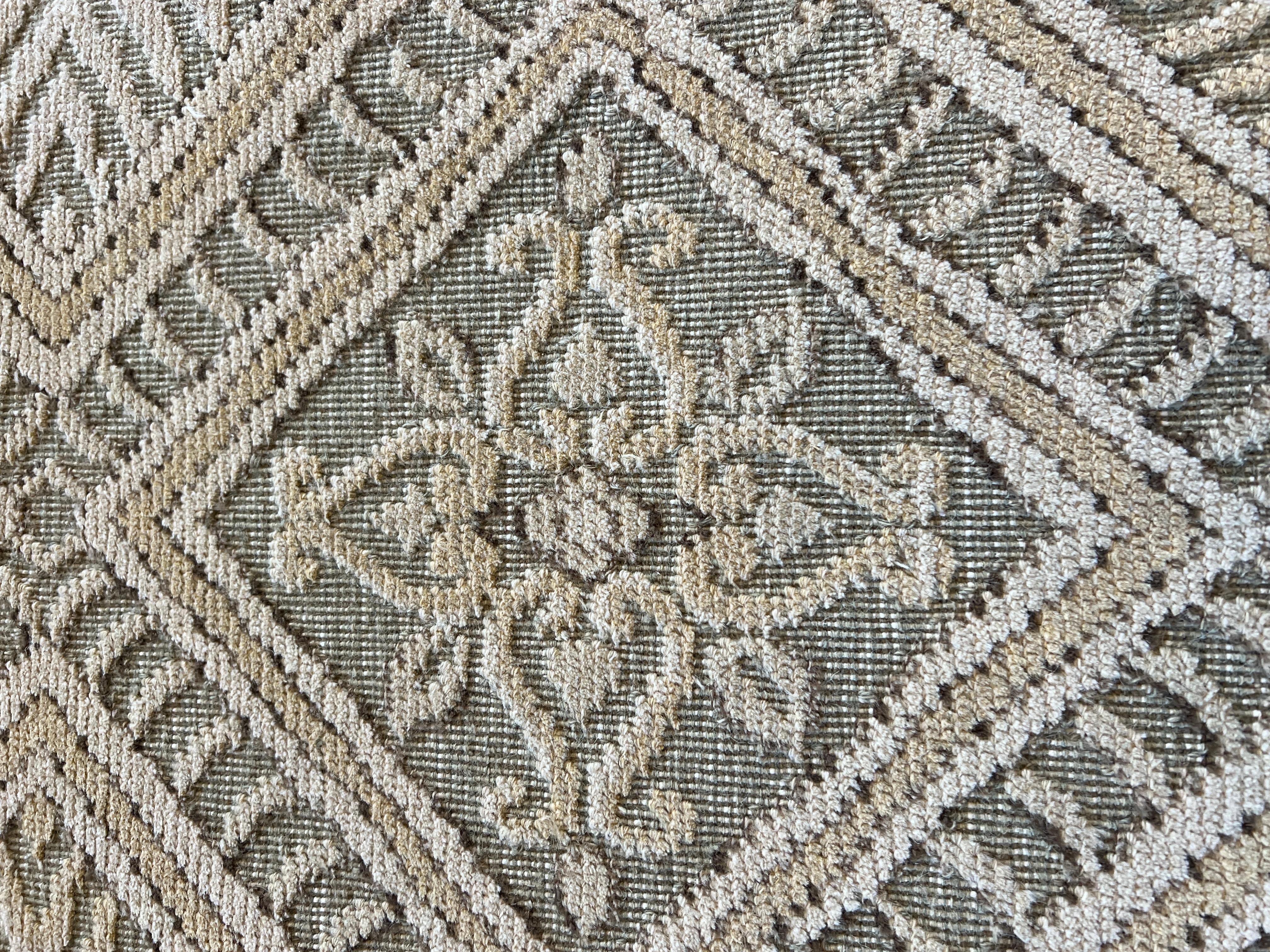 Laine 9'x12' Tapis en laine noué à la main d'inspiration florale française en vente