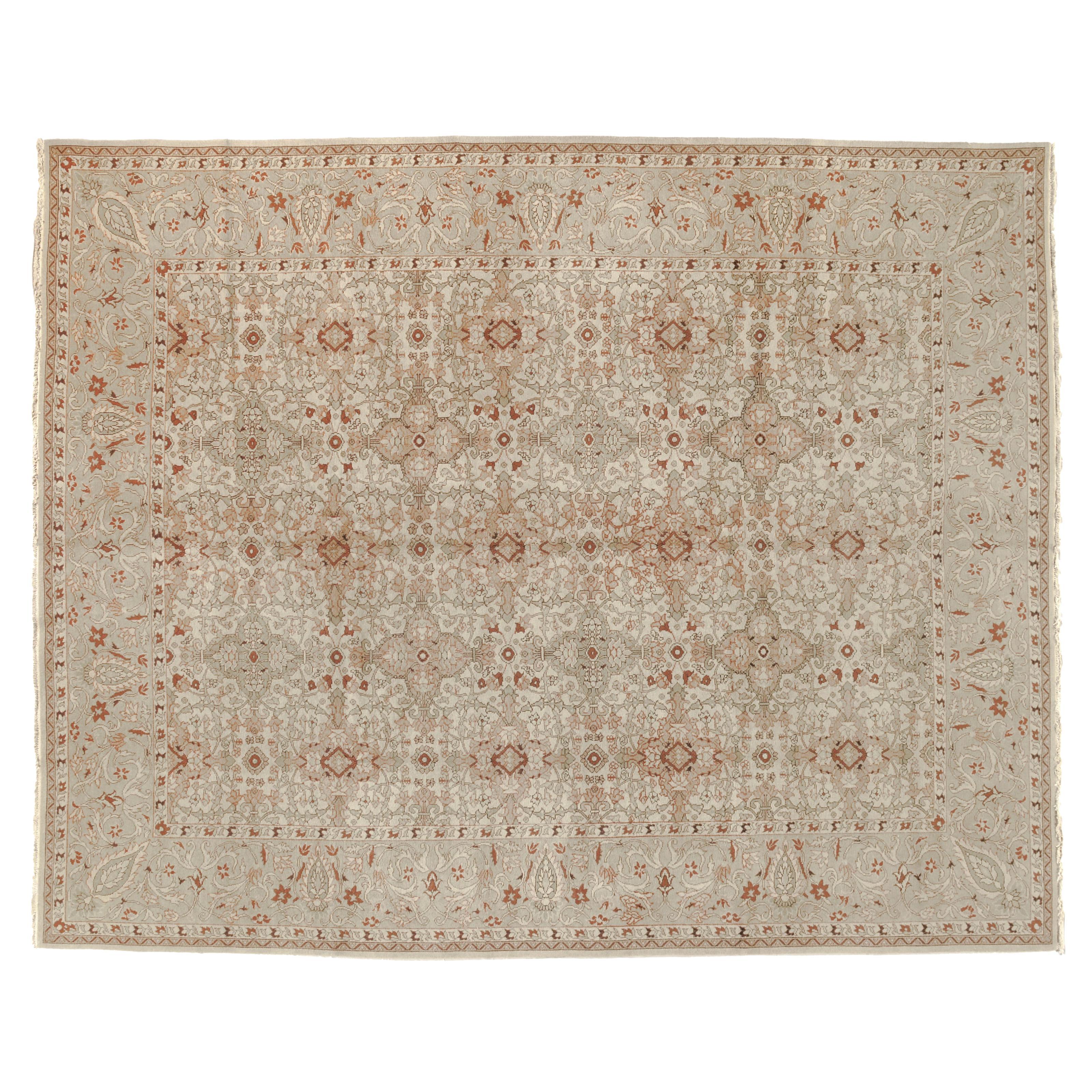 9'x12' French Floral Inspired Hand-Knotted Wool Rug For Sale