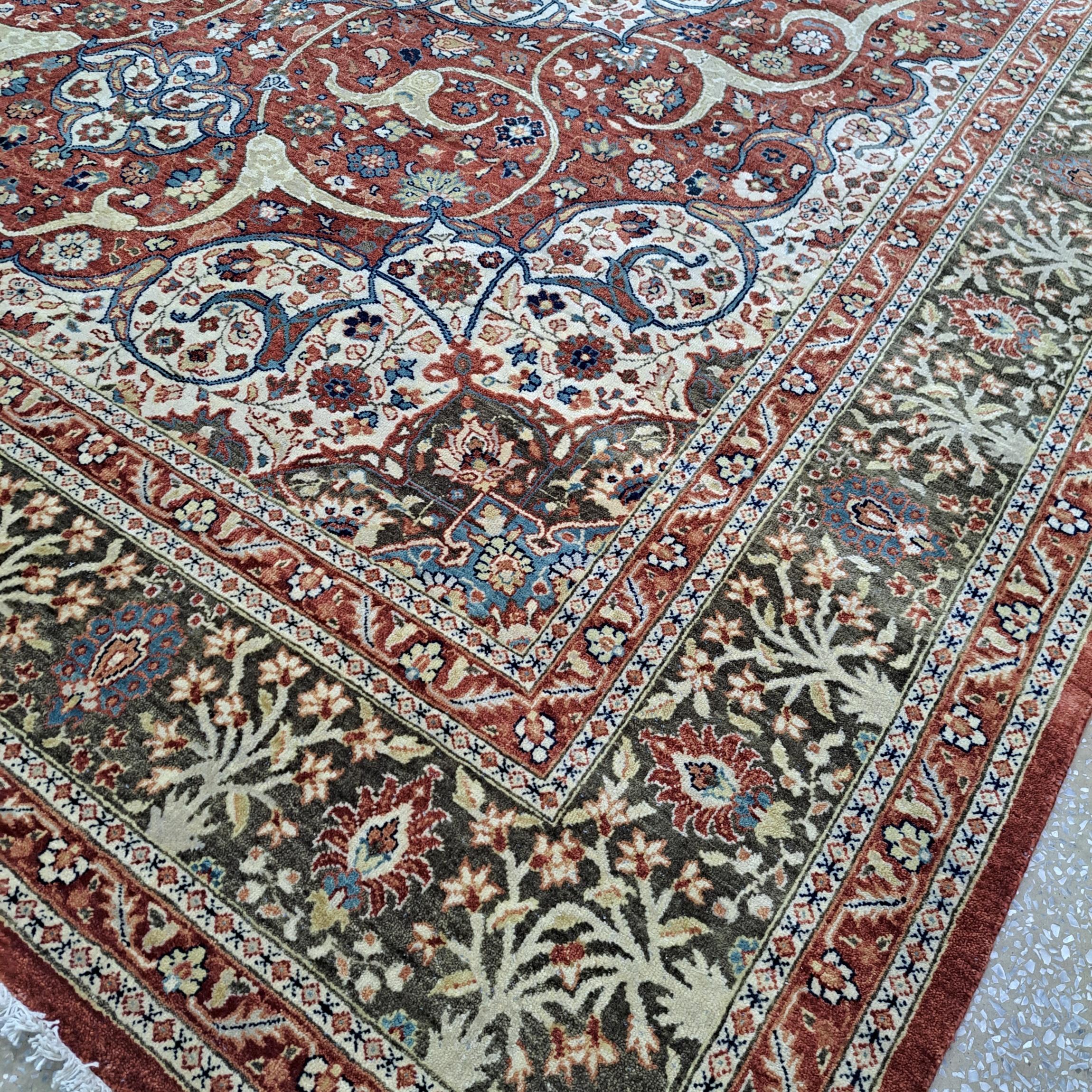 Indiano Tappeto Heriz Design del XVIII secolo 9x12 Ft. Tutta lana. Tappeto fatto a mano in stile antico in vendita