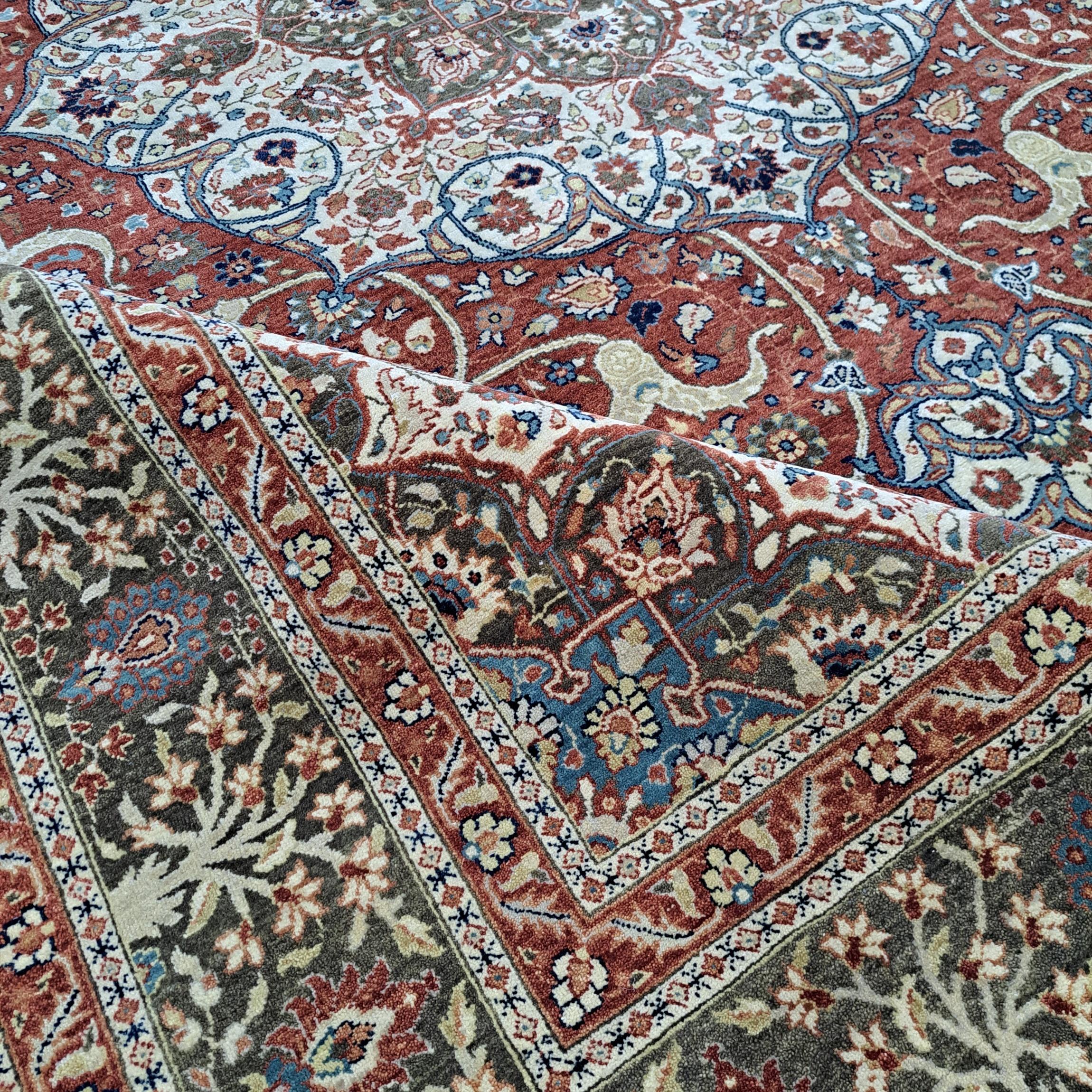 Tappeto Heriz Design del XVIII secolo 9x12 Ft. Tutta lana. Tappeto fatto a mano in stile antico in vendita 1