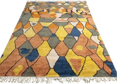 9x12 ft Abstract Hand-Knotted 100% Wool Area Rug. Colorful Modern Carpet