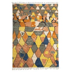 9x12 ft Abstract Hand-Knotted 100% Wool Area Rug. Colorful Modern Carpet