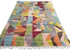 9x12 ft Abstract Hand-Knotted Wool Area Rug. Colorful Modern Living Room Carpet