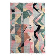 9x12 ft Abstract Hand-Knotted Wool Area Rug. Colorful Modern Living Room Carpet
