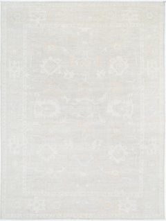 9x12 ft Beige Wool Large Area Rug. Hand Knotted Carpet for Living Room