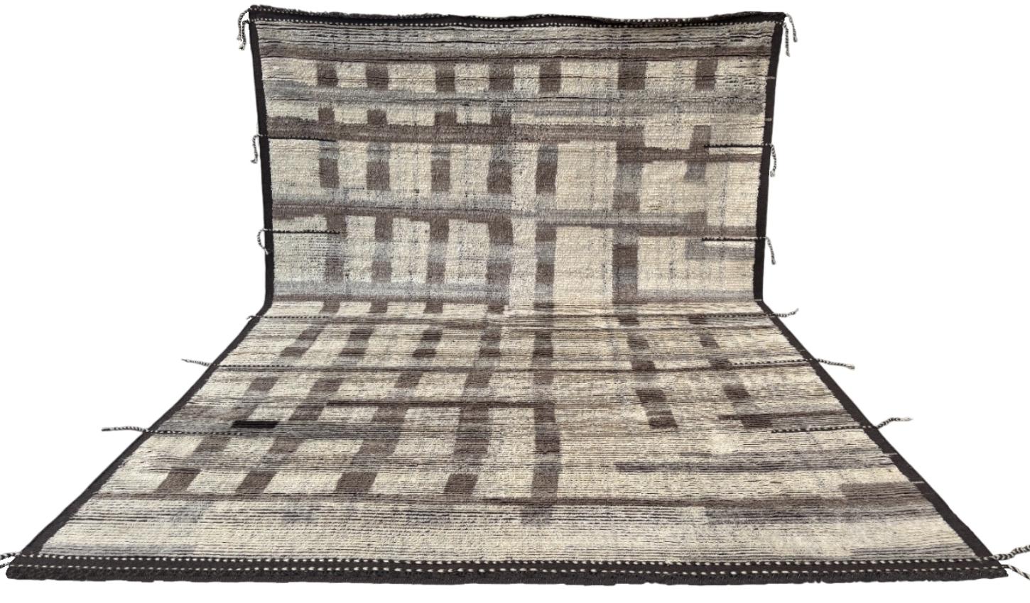 Turkish 9x12 Ft Beni Ourain Design Rug. Hand-knotted Moroccan Design Carpet. 100% Wool For Sale