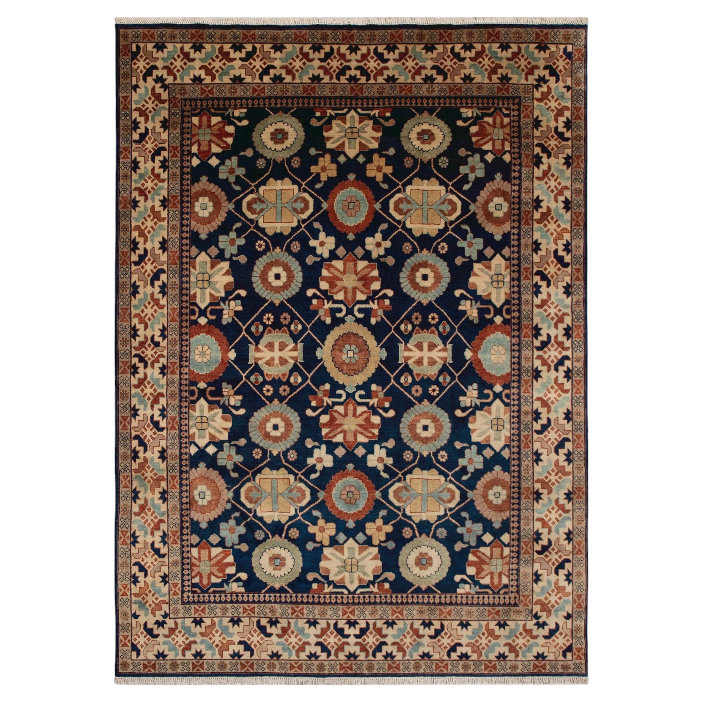 9x12 Ft Blue Cream Persian Decorative Hand Knotted Wool Rug ( MT - 10 )