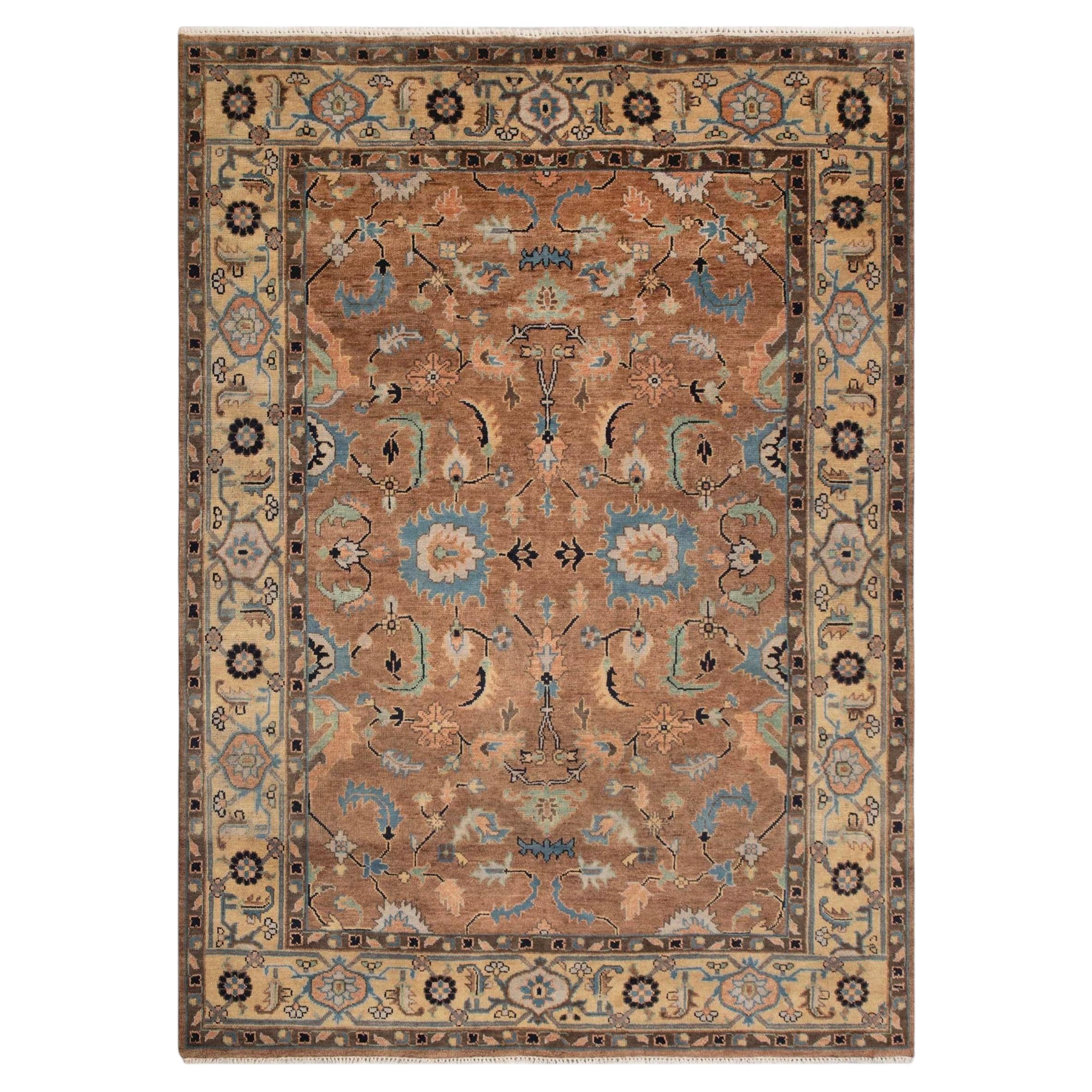 9x12 Ft Brown Cream Persian Style Hand Knotted Wool Rug ( MT - 70 )