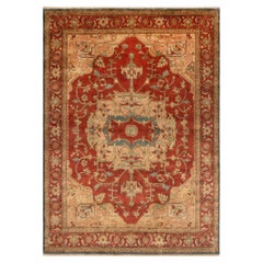 9x12 Ft Decorative Camel Red Hand Knotted Fine Quality Wool Rug ( MT - 14 )