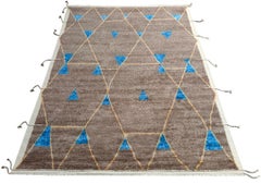 9x12 Ft Contemporary Brown Moroccan style Rug. 100% Wool. Custom Size Available