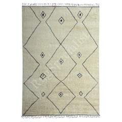 9x12 ft Contemporary Hand-Knotted Moroccan Style Rug in Beige & Brown. 100% Wool