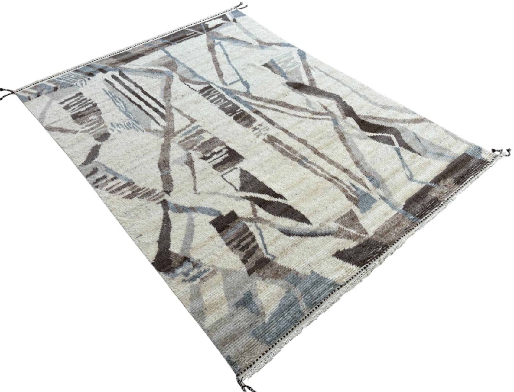 Moderno Tappeto in stile marocchino 9x12 Ft contemporaneo fatto a mano. Opzioni personalizzate disponibili in vendita