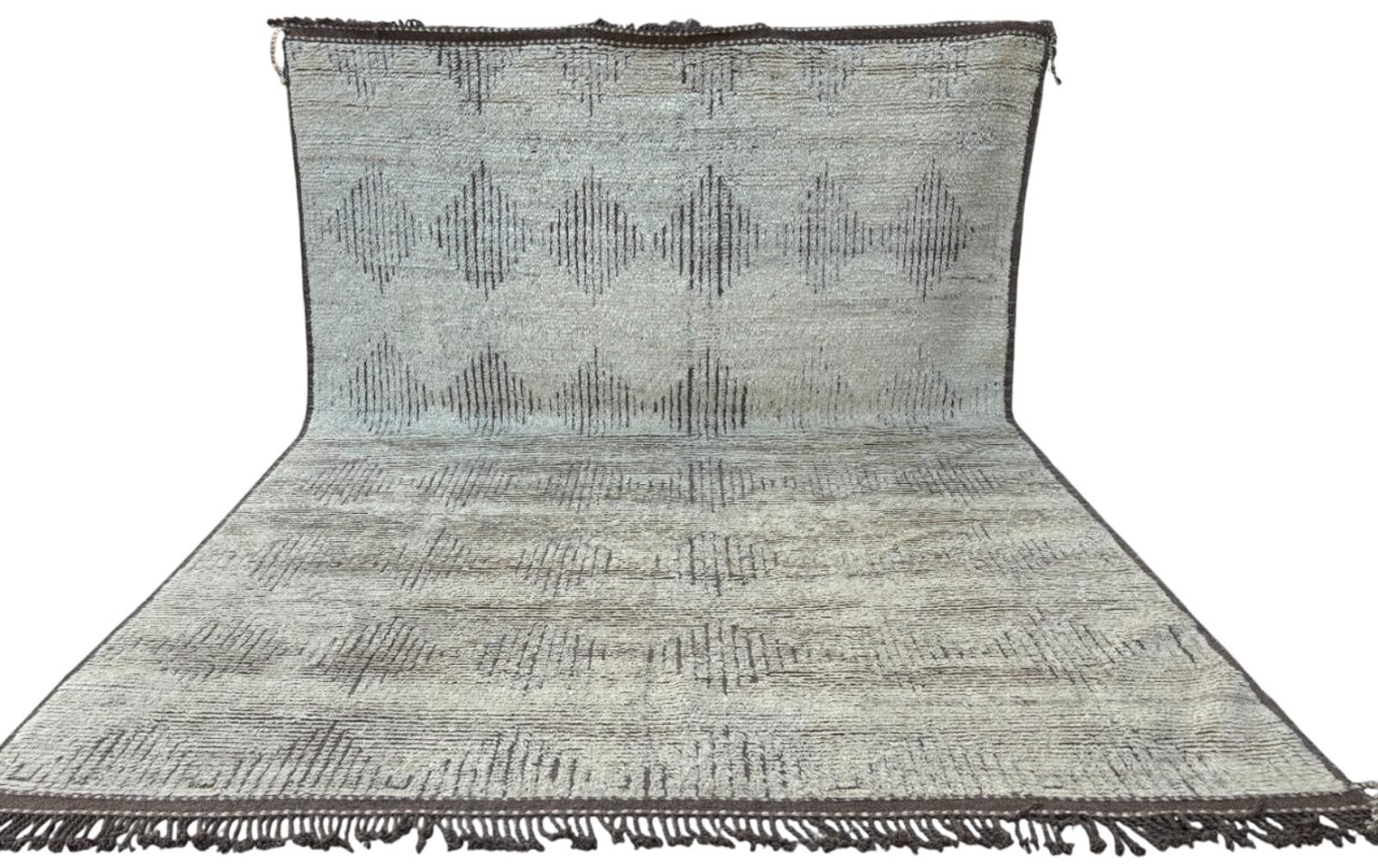 Turc 9x12 Ft Contemporary Tapis de style marocain noué à la main. Options sur-mesure disponibles en vente