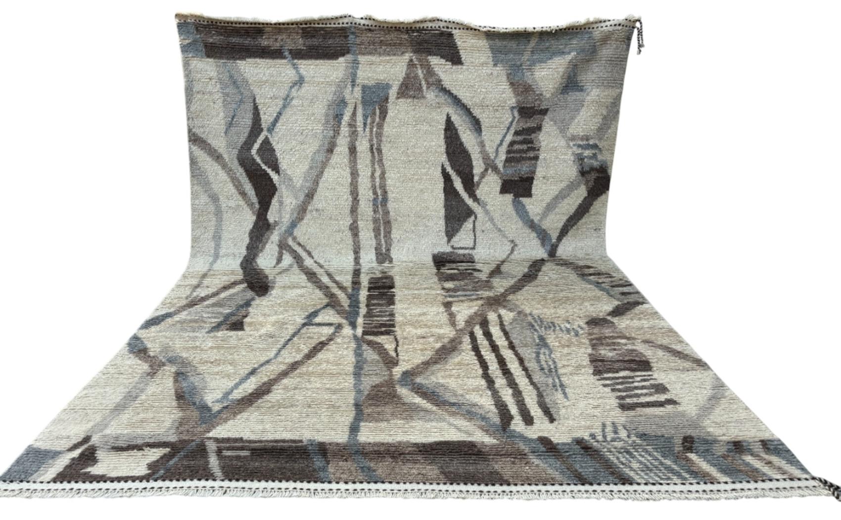 Turco Tappeto in stile marocchino 9x12 Ft contemporaneo fatto a mano. Opzioni personalizzate disponibili in vendita