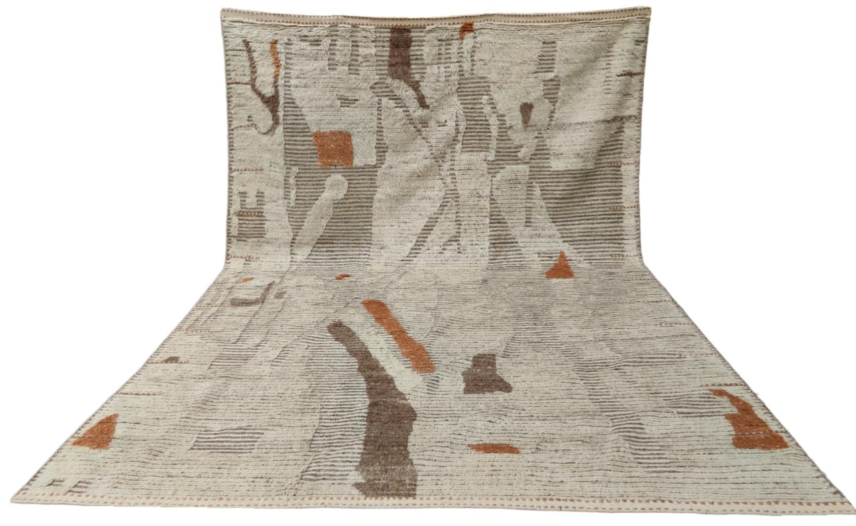 Turco Tappeto 9x12 Ft in stile marocchino contemporaneo. 100% Lana. Opzioni personalizzate disponibili in vendita