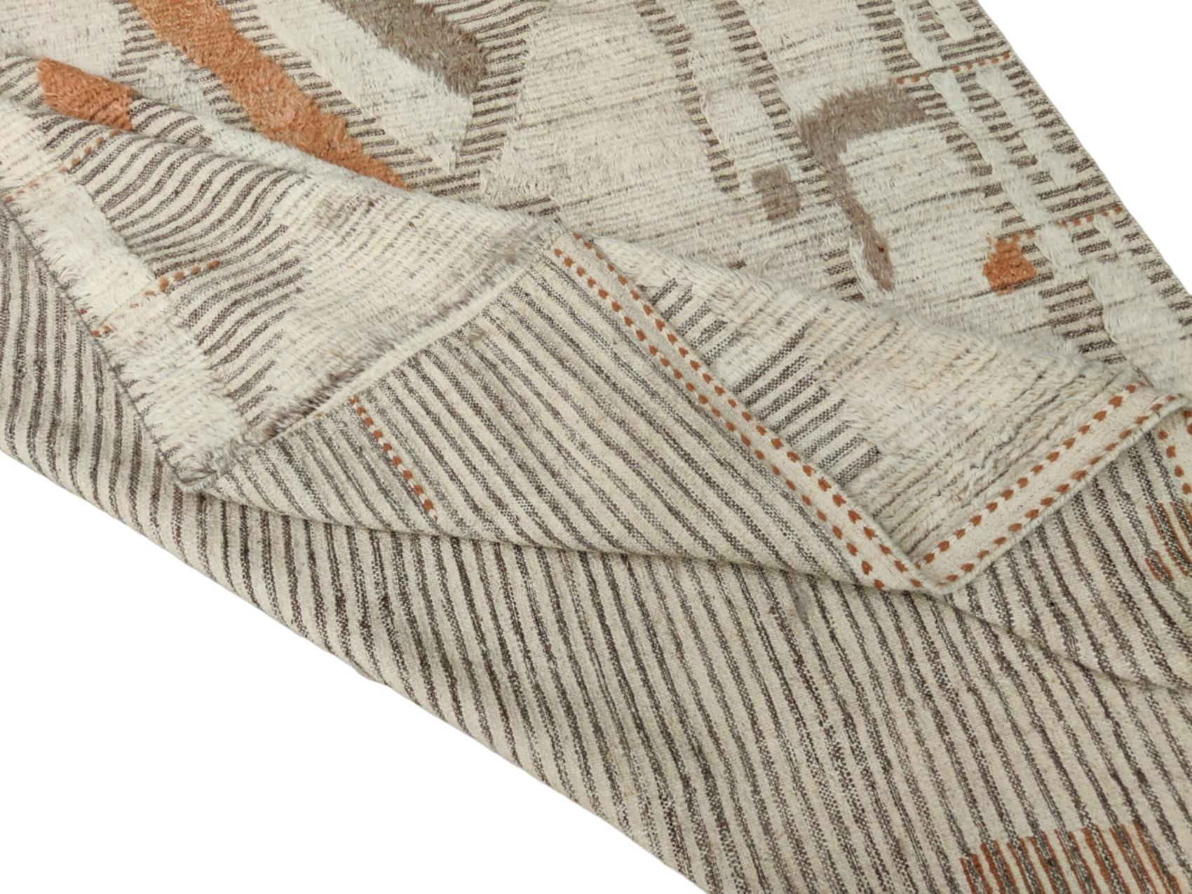 Annodato a mano Tappeto 9x12 Ft in stile marocchino contemporaneo. 100% Lana. Opzioni personalizzate disponibili in vendita