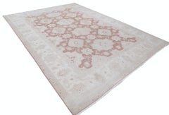 9x12 ft Hand Knotted Beige and Blush Area Rug. Traditional Floral Design Carpet